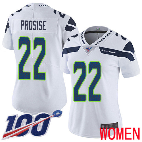 Seattle Seahawks Limited White Women C. J. Prosise Road Jersey NFL Football 22 100th Season Vapor Untouchable